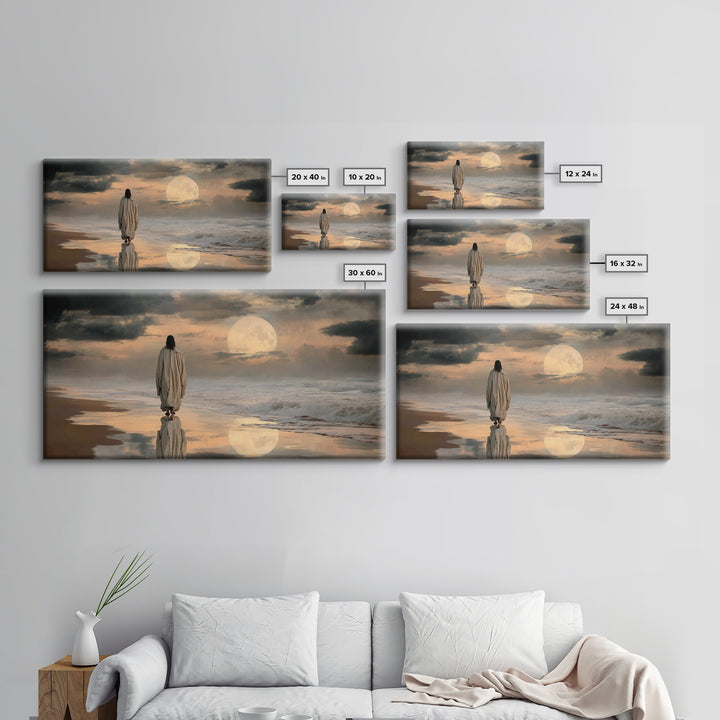 Moonlit Savior – Framed Canvas Print, Christian Art Canvas, Jesus Painting, Christian Wall Art, Moody Christian Art, Christian Gift