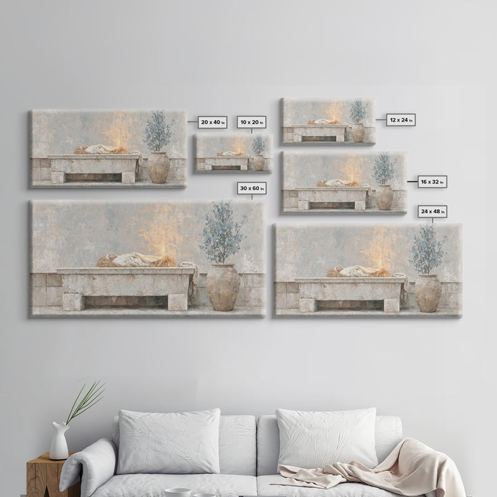 Nativity Dawn – Framed Canvas Print | Christian Christmas Art | Christmas Wall Art | Jesus Christmas Art | Christian Art Canvas | Christmas