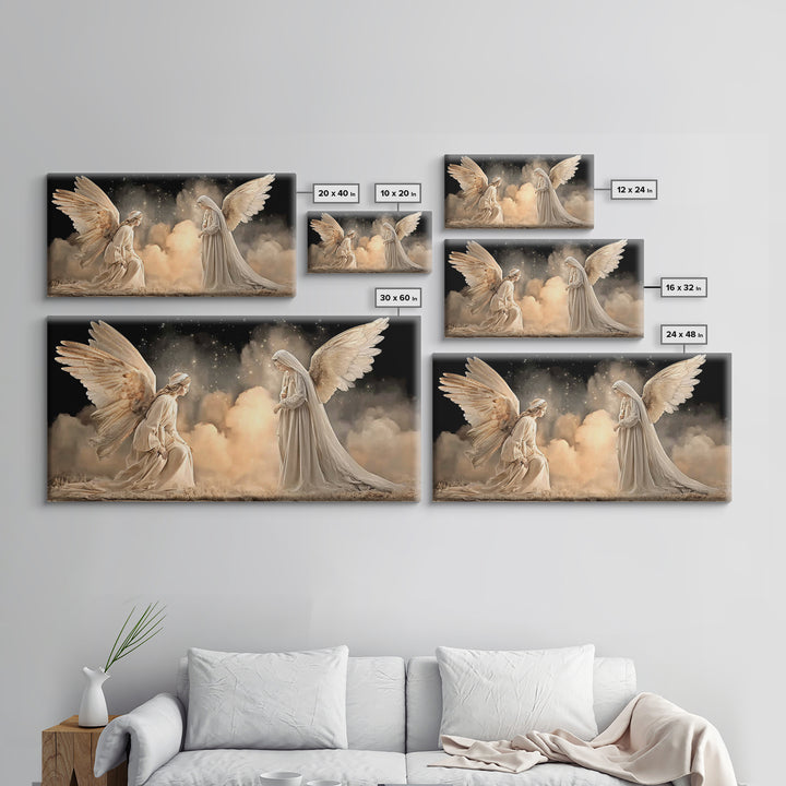 Angelic Reverence – Framed Canvas Print – Christian Art Canvas – Christian Wall Art – Modern Christian Art – Christian Christmas Art