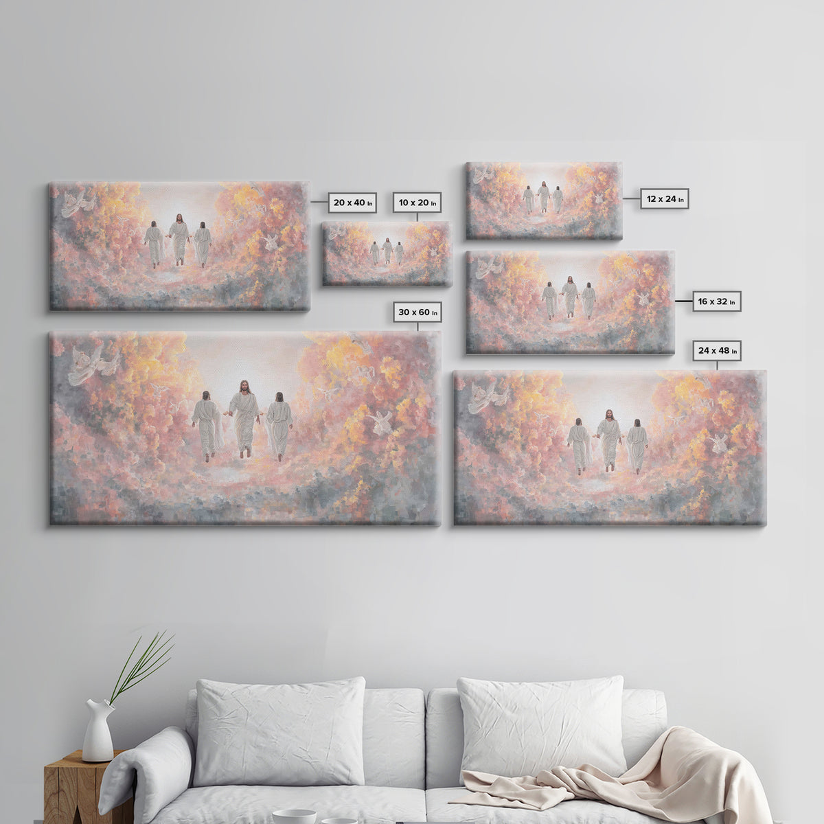 Celestial Gathering – Framed Canvas Print – Christian Art Print – Jesus Painting – Christian Wall Art – Christian Christmas Art – Modern Ch