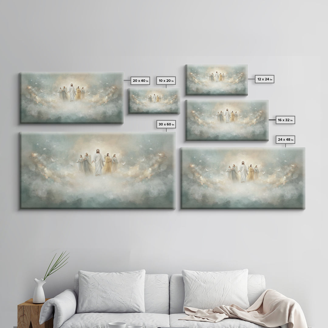 Clouds Of Glory, Framed Canvas Print, Christian Art Canvas, Jesus Painting, Christian Wall Art, Christian Christmas Decor, Modern Christian