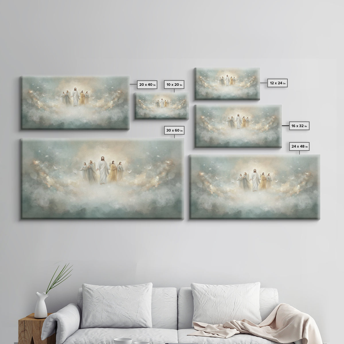 Clouds Of Glory, Framed Canvas Print, Christian Art Canvas, Jesus Painting, Christian Wall Art, Christian Christmas Decor, Modern Christian