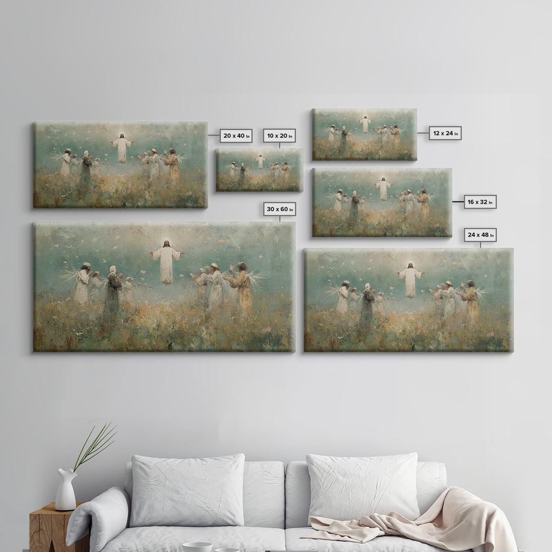 Ascension Field | Framed Canvas Print | Christian Art Print | Jesus Painting | Vintage Christian Art | Christian Wall Art | Christian Gift