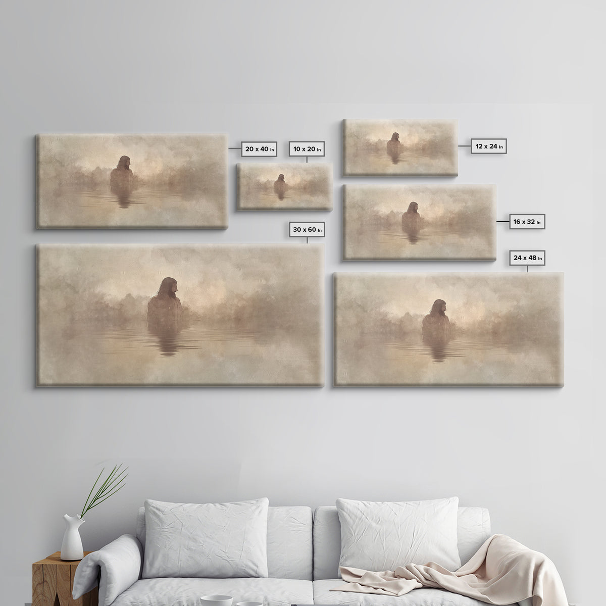 Solitude In Mist – Framed Canvas Print – Christian Art Print – Minimalist Christian Art – Jesus Painting – Christian Wall Art – Modern Chri