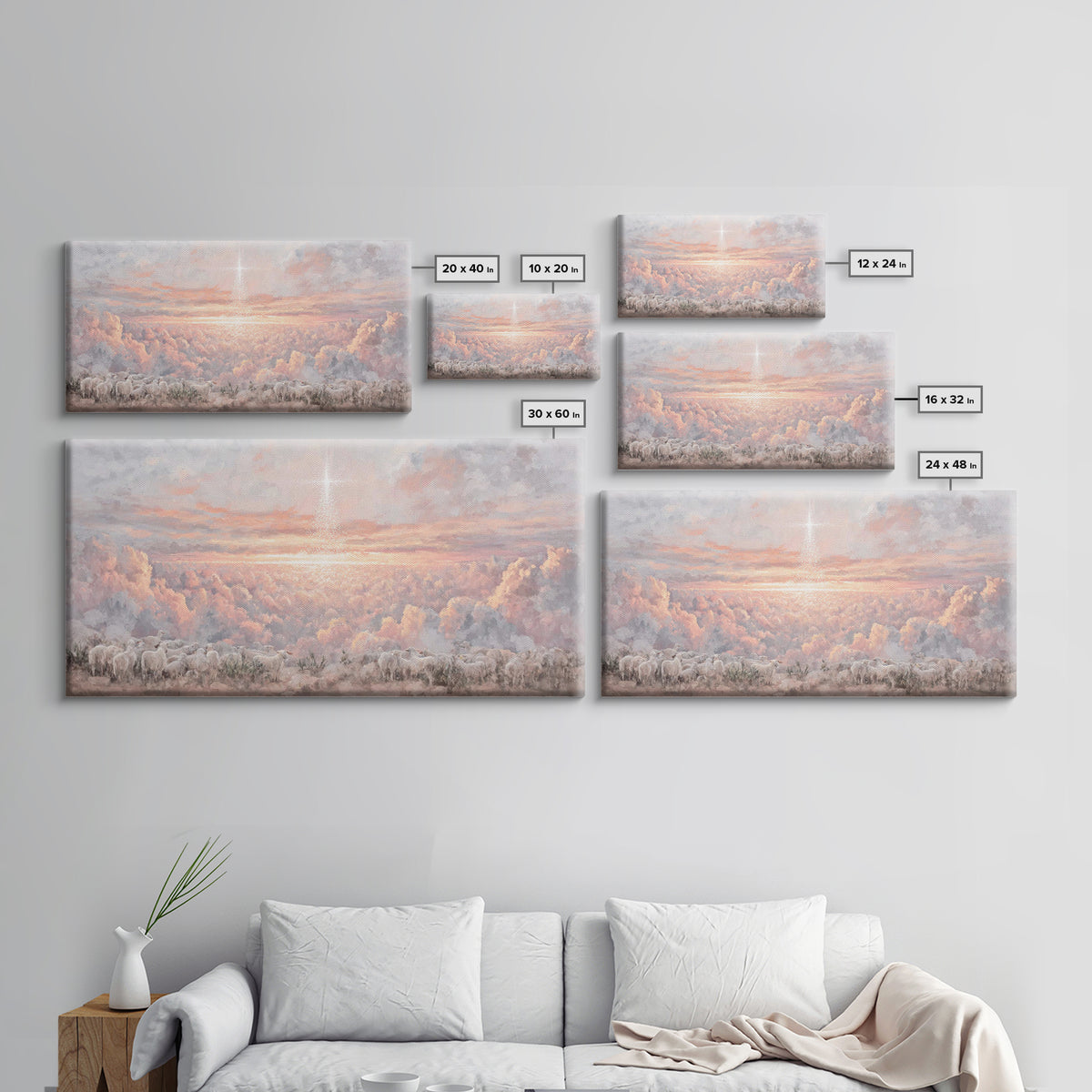 Shepherds Of Dawn - Framed Canvas Print - Christian Art Print - Christmas Wall Art - Modern Christmas Art - Christian Gift Ideas