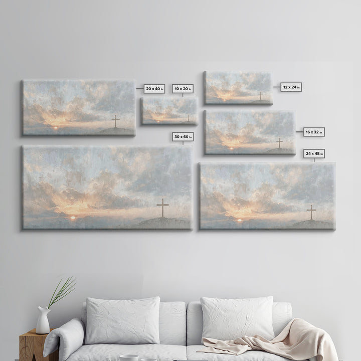 Cross At Dawn – Framed Canvas Print – Christian Wall Art – Christian Art Canvas – Christian Christmas Art – Subtle Christian Art – Christia