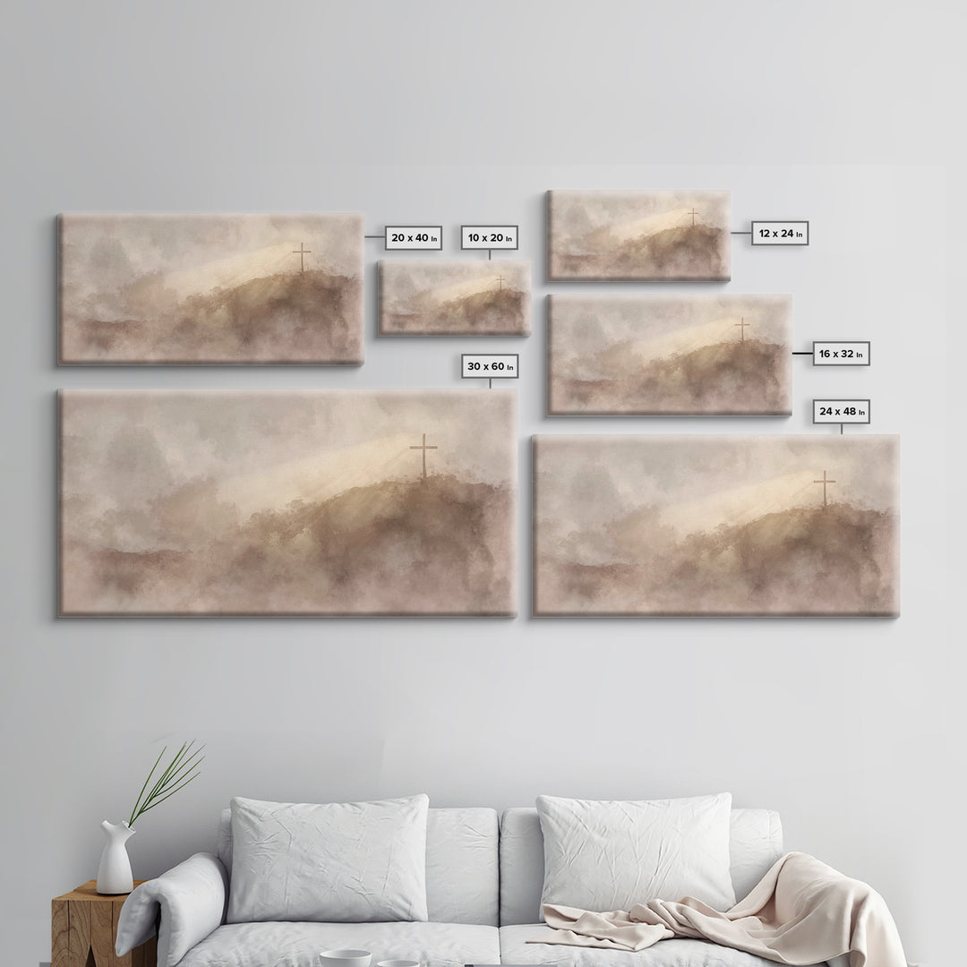 Hilltop Grace – Framed Canvas Print – Christian Wall Art – Christian Art Canvas – Christian Painting – Christian Decor – Christmas Art