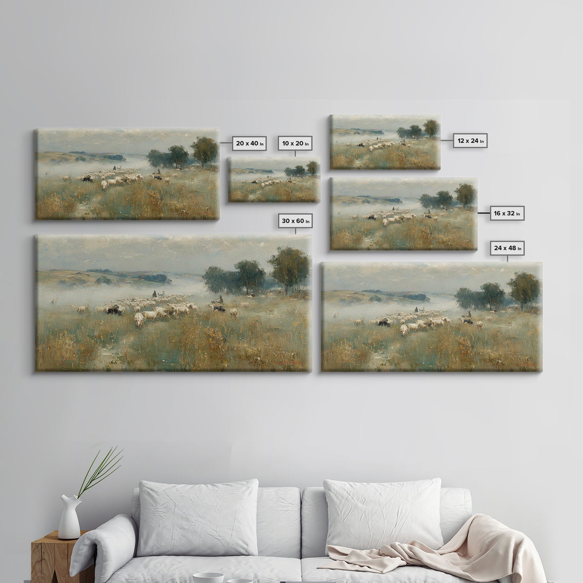 Pastoral Morning Peace - Framed Canvas Print - Christian Paintings - Christian Wall Art - Christmas Art Prints - Subtle Christian Art