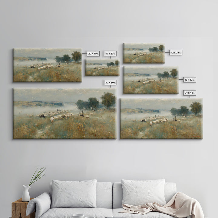 Pastoral Morning Peace - Framed Canvas Print - Christian Paintings - Christian Wall Art - Christmas Art Prints - Subtle Christian Art