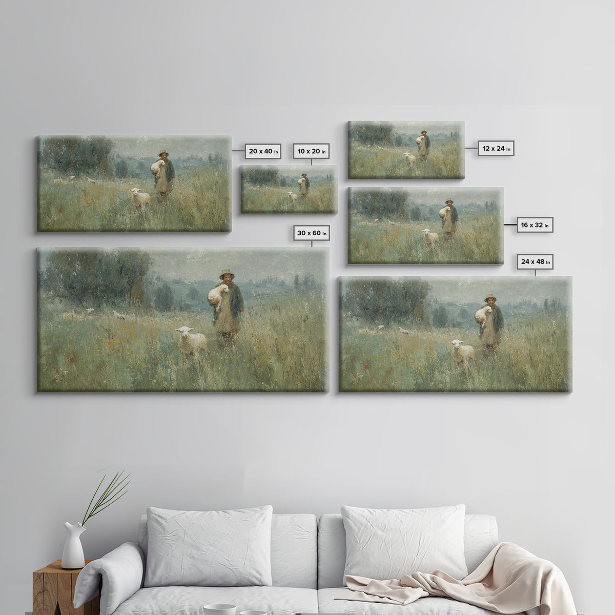 Fields Of Peace | Framed Canvas Print | Christian Art Canvas | Christian Wall Art | Pastoral Christian Art | Christian Painting | Christian