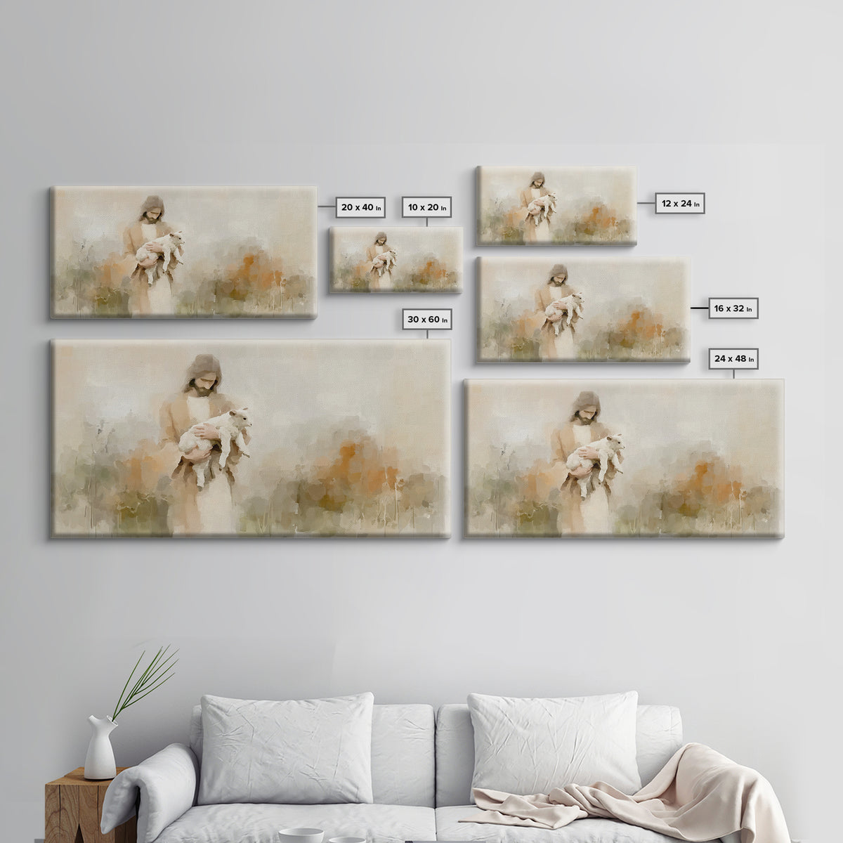 Pastoral Mercy Light - Framed Canvas Print - Christian Wall Art - Large Christian Painting - Jesus Canvas Art - Christian Decor