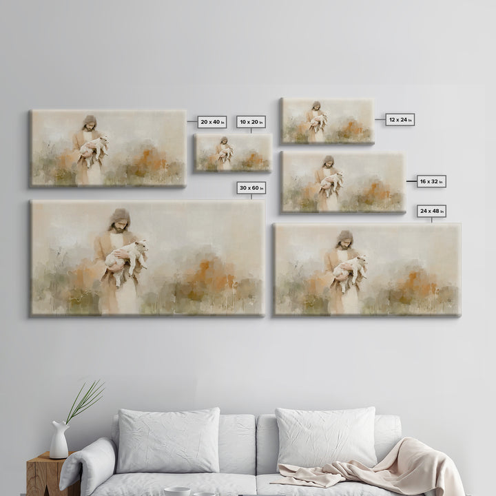 Pastoral Mercy Light - Framed Canvas Print - Christian Wall Art - Large Christian Painting - Jesus Canvas Art - Christian Decor