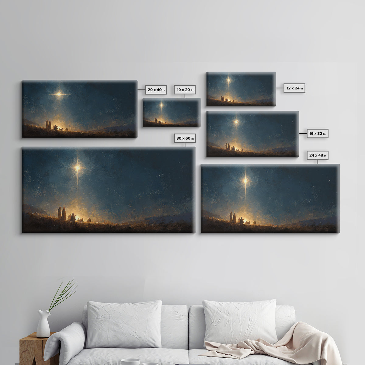Night Of Promise - Framed Canvas Print - Christian Art Painting - Moody Christmas Art - Christian Christmas Decor - Christian Wall Art