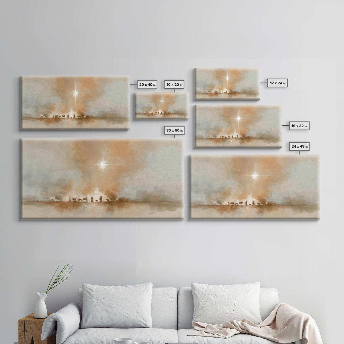 Desert Star Path - Framed Canvas Print - Christian Christmas Art - Vintage Christmas Art - Christmas Canvas Wall Art - Christian Art Print