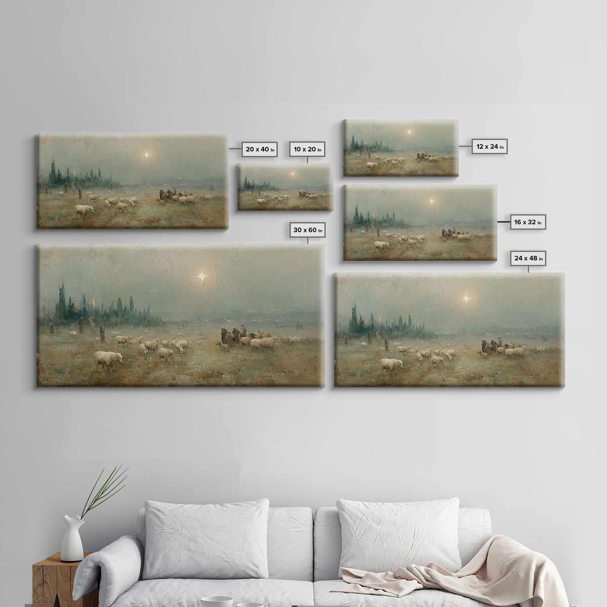 Shepherds’ Vigil – Framed Canvas Print – Christian Art – Christmas Canvas Wall Art – Christian Wall Art – Vintage Christmas Art – Christmas