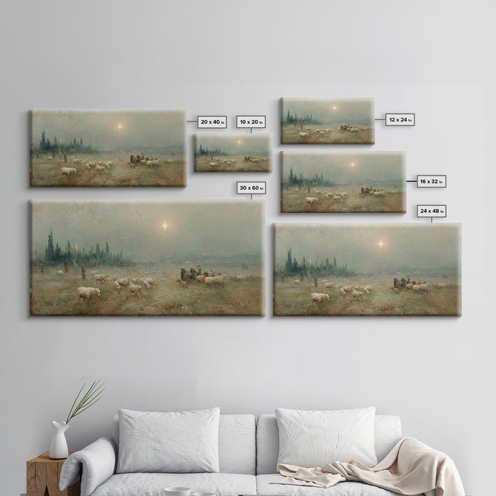 Shepherds’ Vigil – Framed Canvas Print – Christian Art – Christmas Canvas Wall Art – Christian Wall Art – Vintage Christmas Art – Christmas