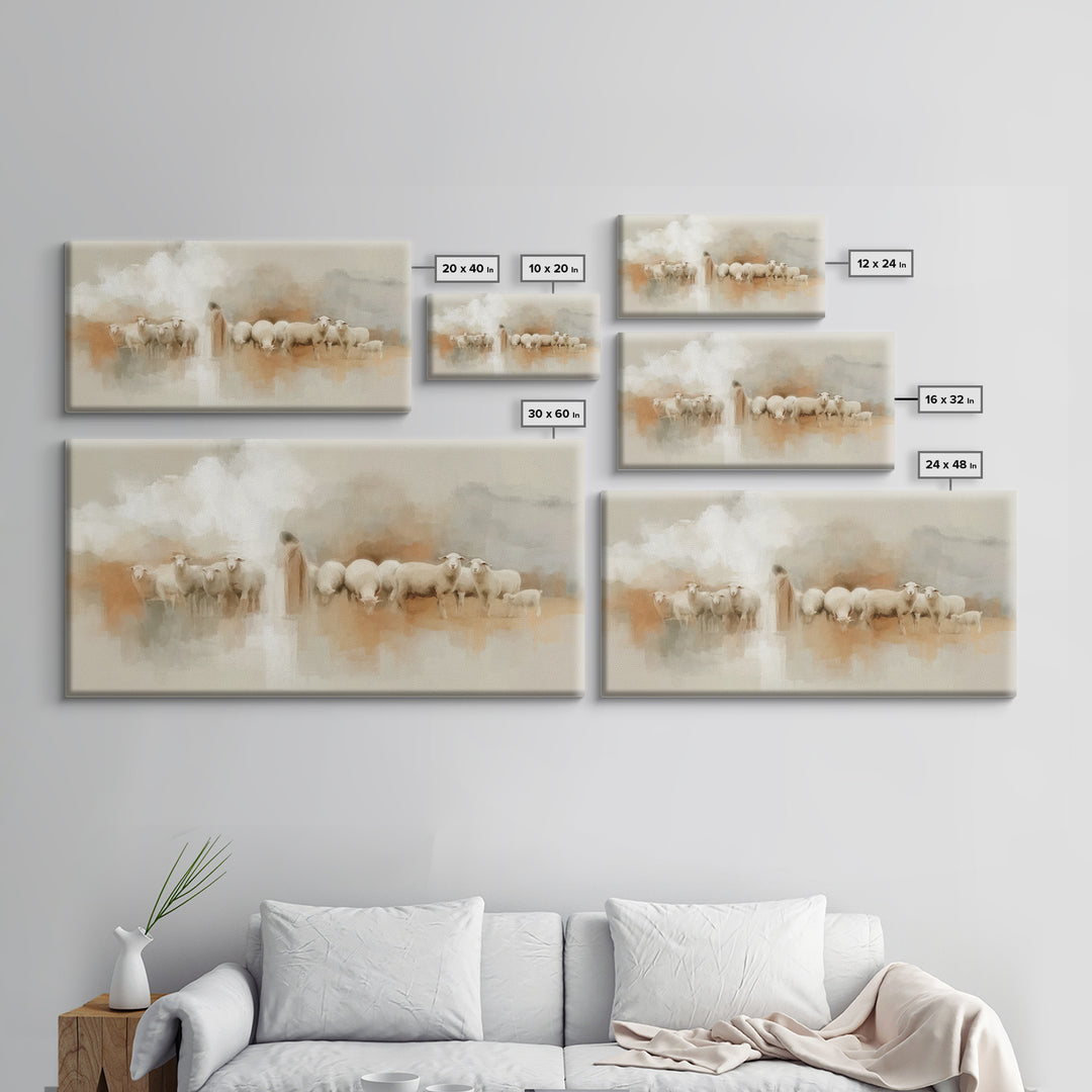 Gentle Shepherd Watch - Framed Canvas Print - Christian Art Work - Christian Art Canvas - Christmas Art Framed - Christian Decorations