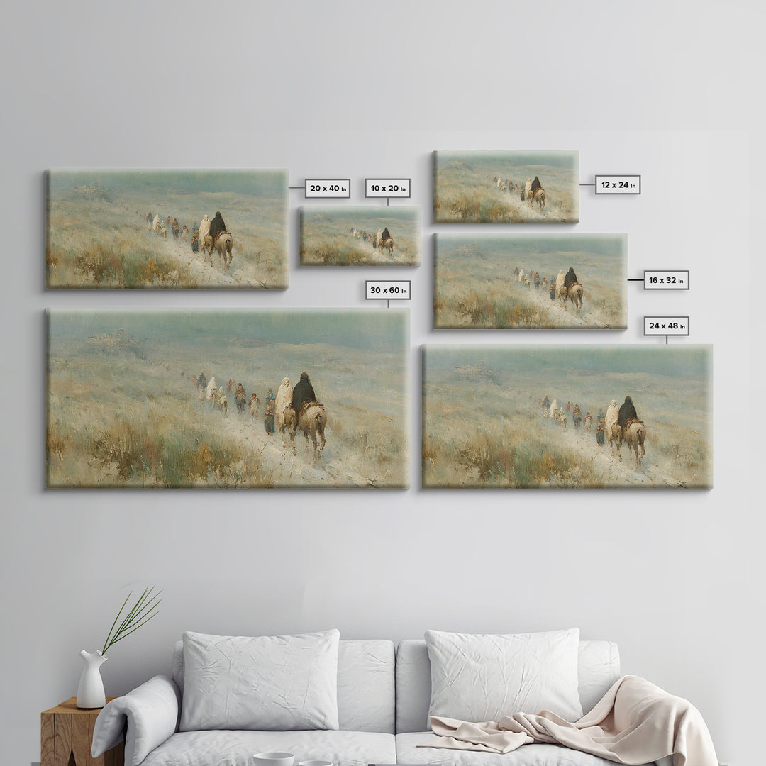 Desert Caravan, Framed Canvas Print, Christian Art Canvas, Christian Wall Art, Christian Christmas Art, Christmas Canvas Wall Art, Xmas