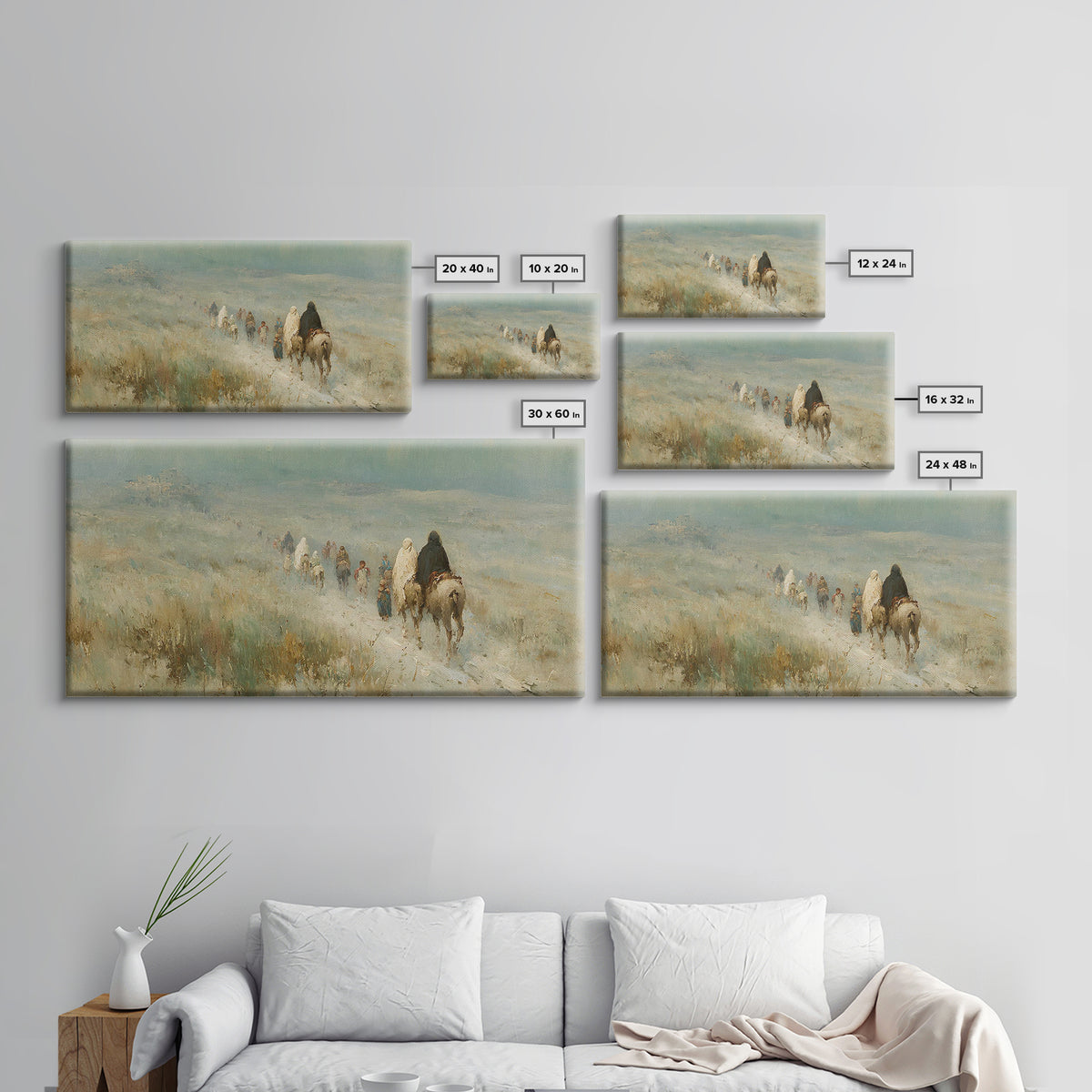 Desert Caravan, Framed Canvas Print, Christian Art Canvas, Christian Wall Art, Christian Christmas Art, Christmas Canvas Wall Art, Xmas