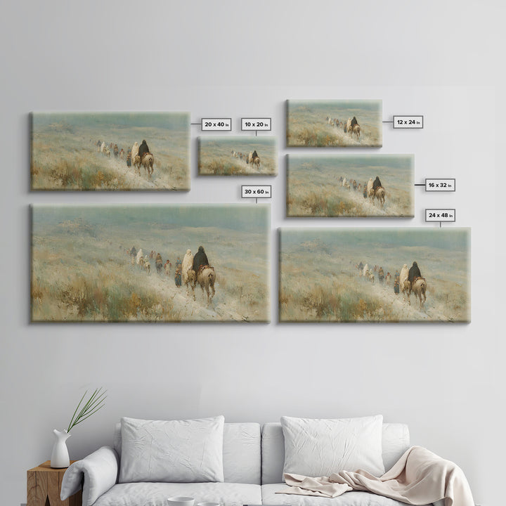 Desert Caravan, Framed Canvas Print, Christian Art Canvas, Christian Wall Art, Christian Christmas Art, Christmas Canvas Wall Art, Xmas