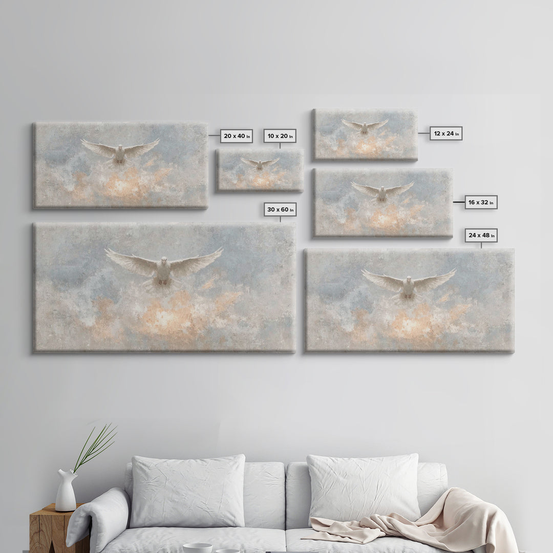 Heavenly Dove, Framed Canvas Print, Christian Wall Art, Christian Art Print, Christian Decor, Jesus Painting, Christmas Art