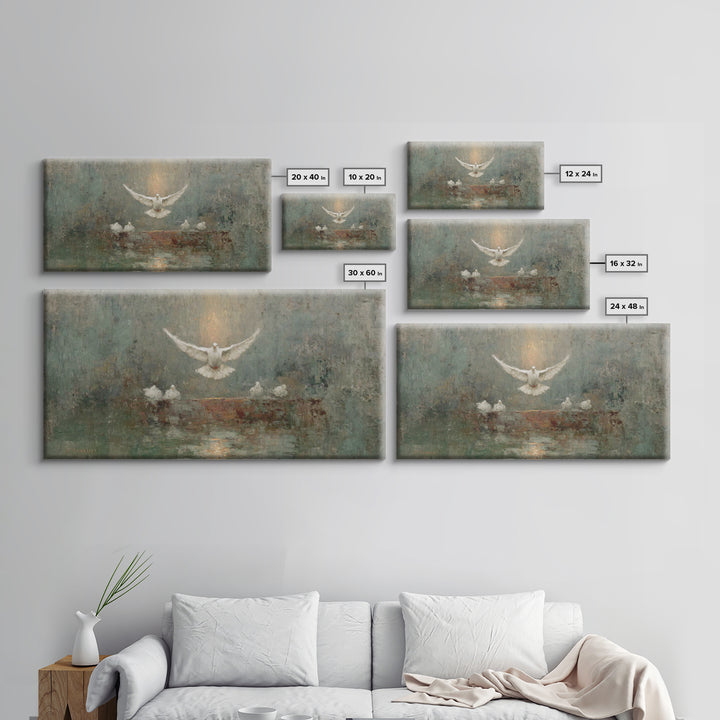 Dove Of Glory, Framed Canvas Print, Christian Art Canvas, Christian Wall Art, Christian Painting, Christmas Art, Christian Decor