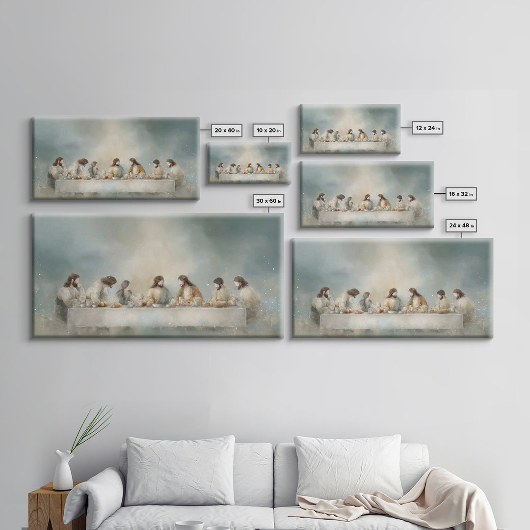 Sacred Supper Light, Framed Canvas Print, Christian Art Canvas, Christian Wall Art, Modern Christian Art, Jesus Painting, Christmas Art Pri