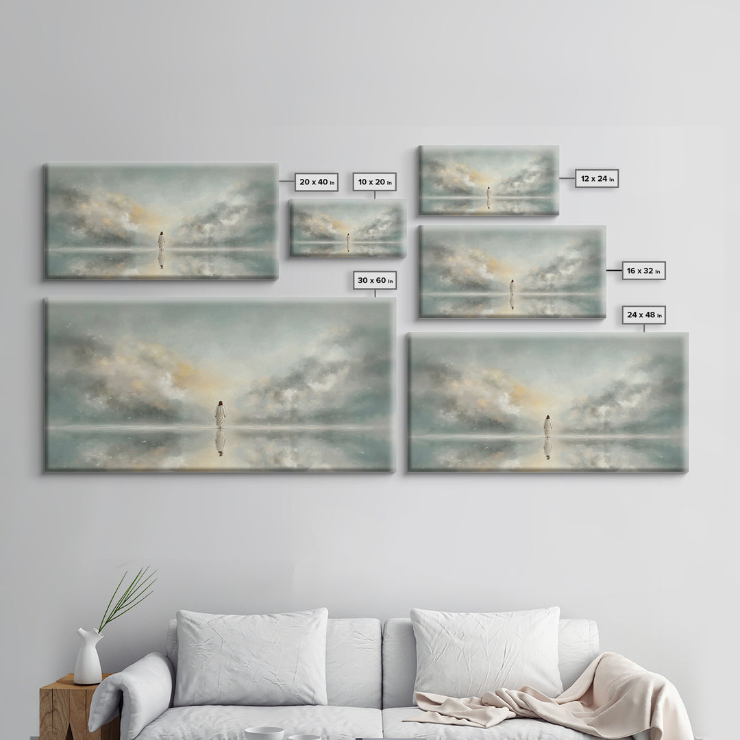 Light Upon Still Waters - Framed Canvas Print - Modern Christian Art - Christian Art Canvas - Christian Decor For Home - Jesus Art Print
