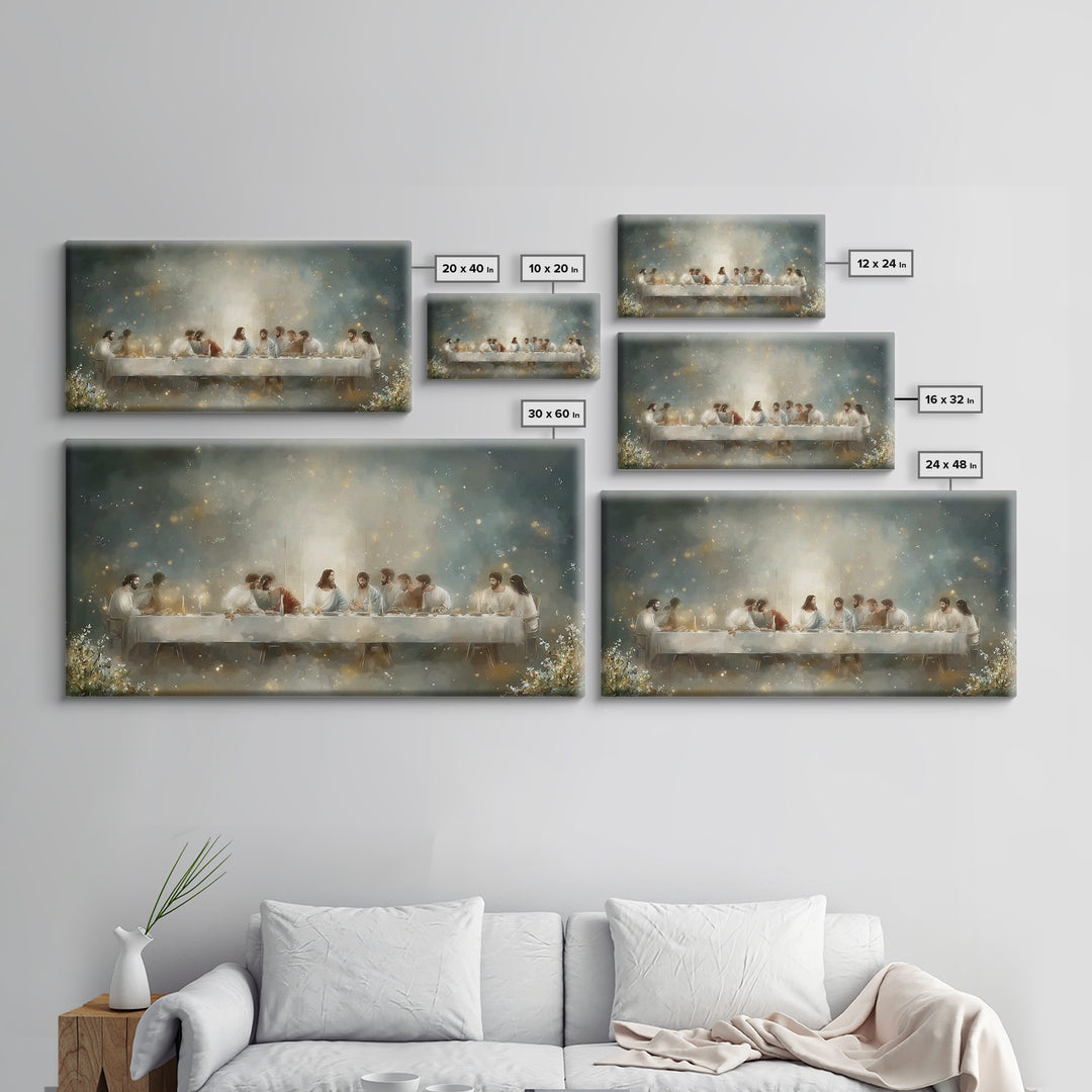 Luminous Last Supper – Framed Canvas Print – Christian Wall Art – Christian Art Print – Jesus Painting – Christmas Art Prints – Modern Chri