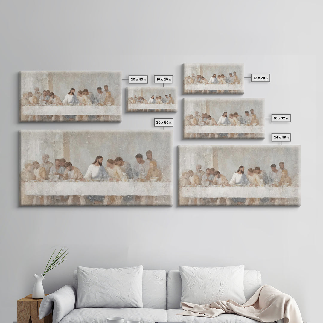 Graceful Table Gathering – Framed Canvas Print – Christian Painting – Jesus Art Print – Christian Wall Art – Christmas Art – Christian Deco