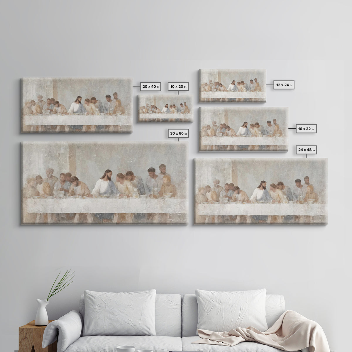 Graceful Table Gathering – Framed Canvas Print – Christian Painting – Jesus Art Print – Christian Wall Art – Christmas Art – Christian Deco