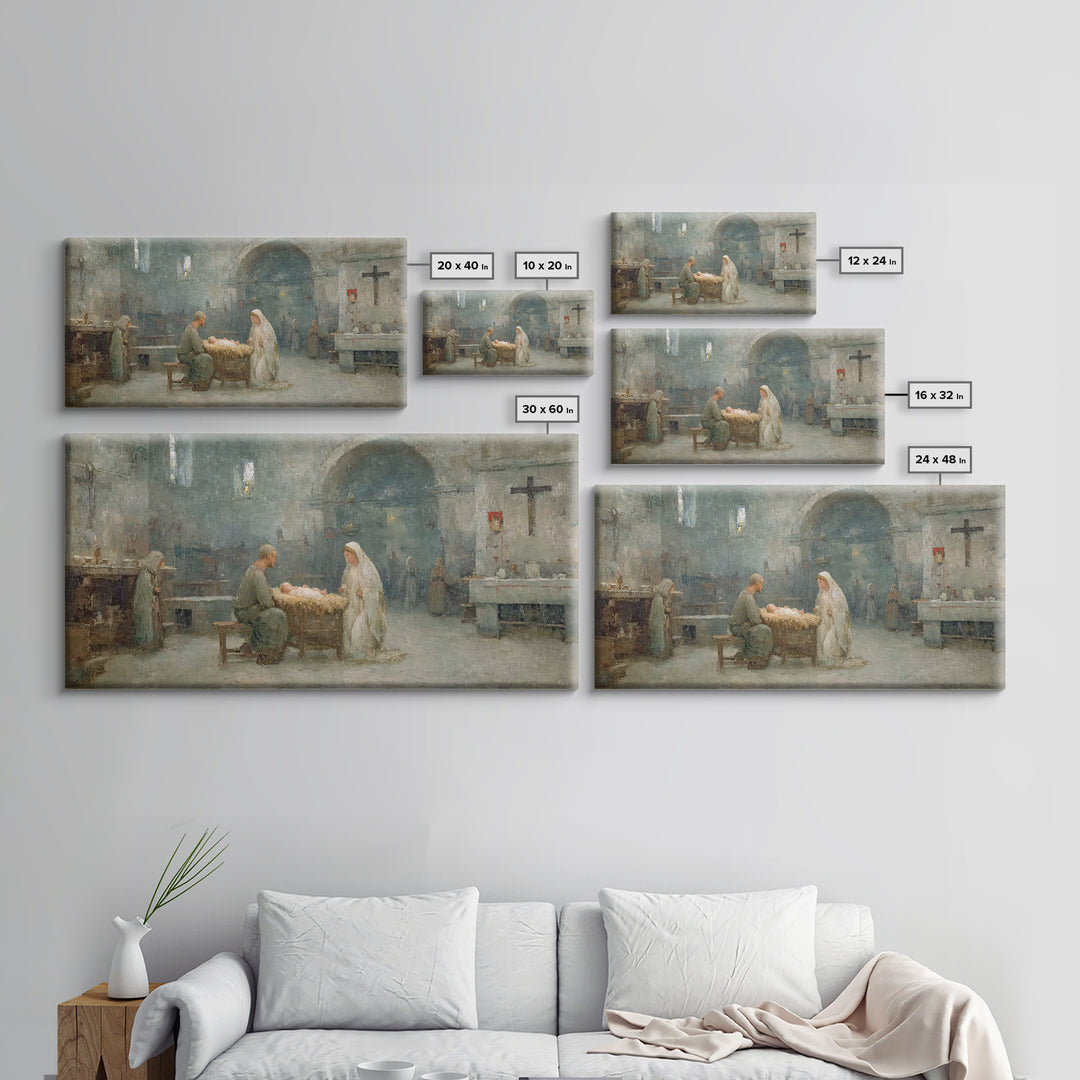 Holy Nativity Peace | Framed Canvas Print | Christian Christmas Art | Christian Art Canvas | Christian Wall Art | Birth Of Jesus Painting |