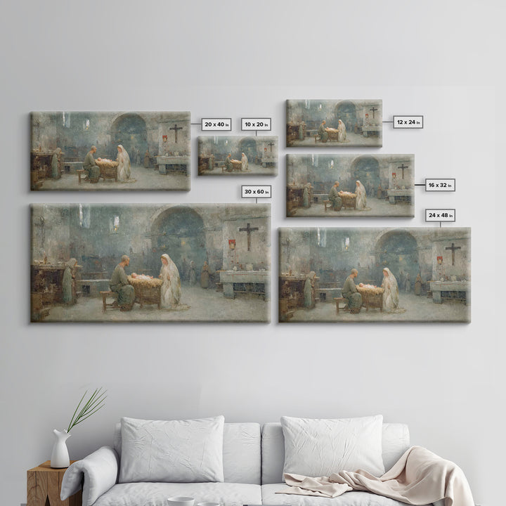 Holy Nativity Peace | Framed Canvas Print | Christian Christmas Art | Christian Art Canvas | Christian Wall Art | Birth Of Jesus Painting |