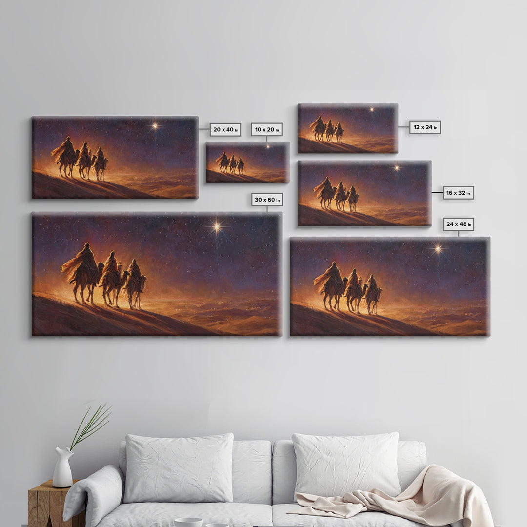 Desert Star Journey – Framed Canvas Print – Christian Wall Art – Christmas Art Prints – Christian Art Canvas – Christian Christmas Decor –