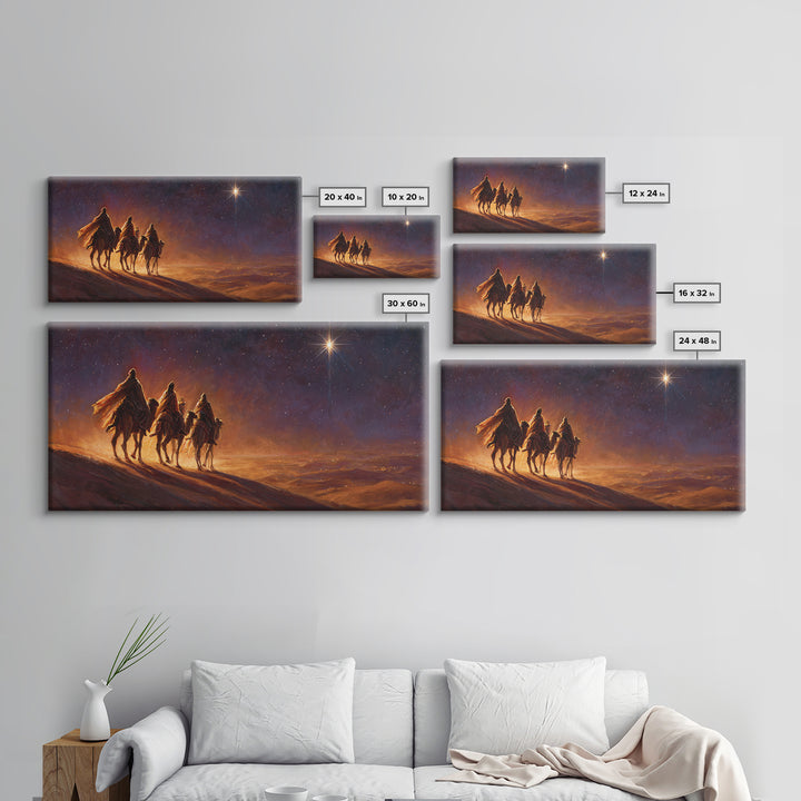 Desert Star Journey – Framed Canvas Print – Christian Wall Art – Christmas Art Prints – Christian Art Canvas – Christian Christmas Decor –