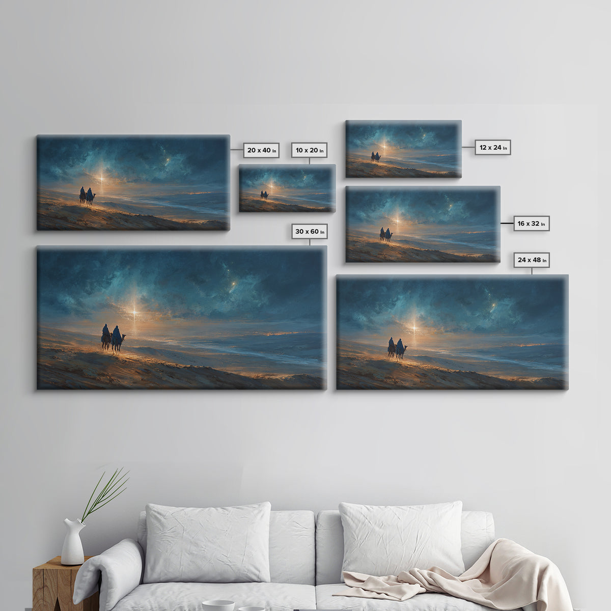 Road To The Star – Framed Canvas Print – Christian Wall Art – Christian Art Print – Christmas Art Work – Christian Christmas Decor – Jesus