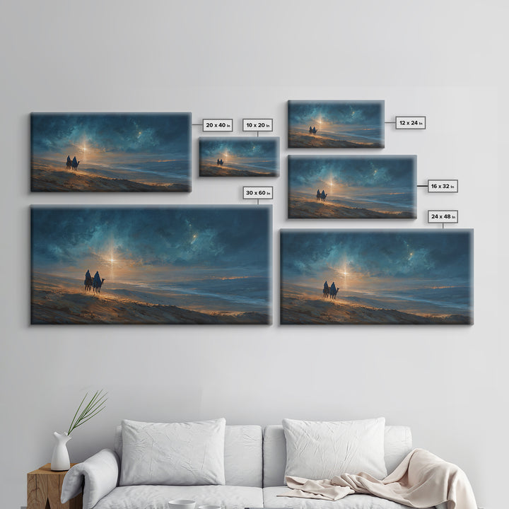 Road To The Star – Framed Canvas Print – Christian Wall Art – Christian Art Print – Christmas Art Work – Christian Christmas Decor – Jesus