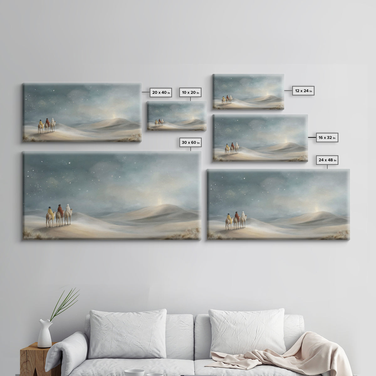 Desert Star Path, Framed Canvas Print, Christian Art Canvas, Christian Wall Art, Christmas Art Prints, Christian Christmas Art, Jesus Paint