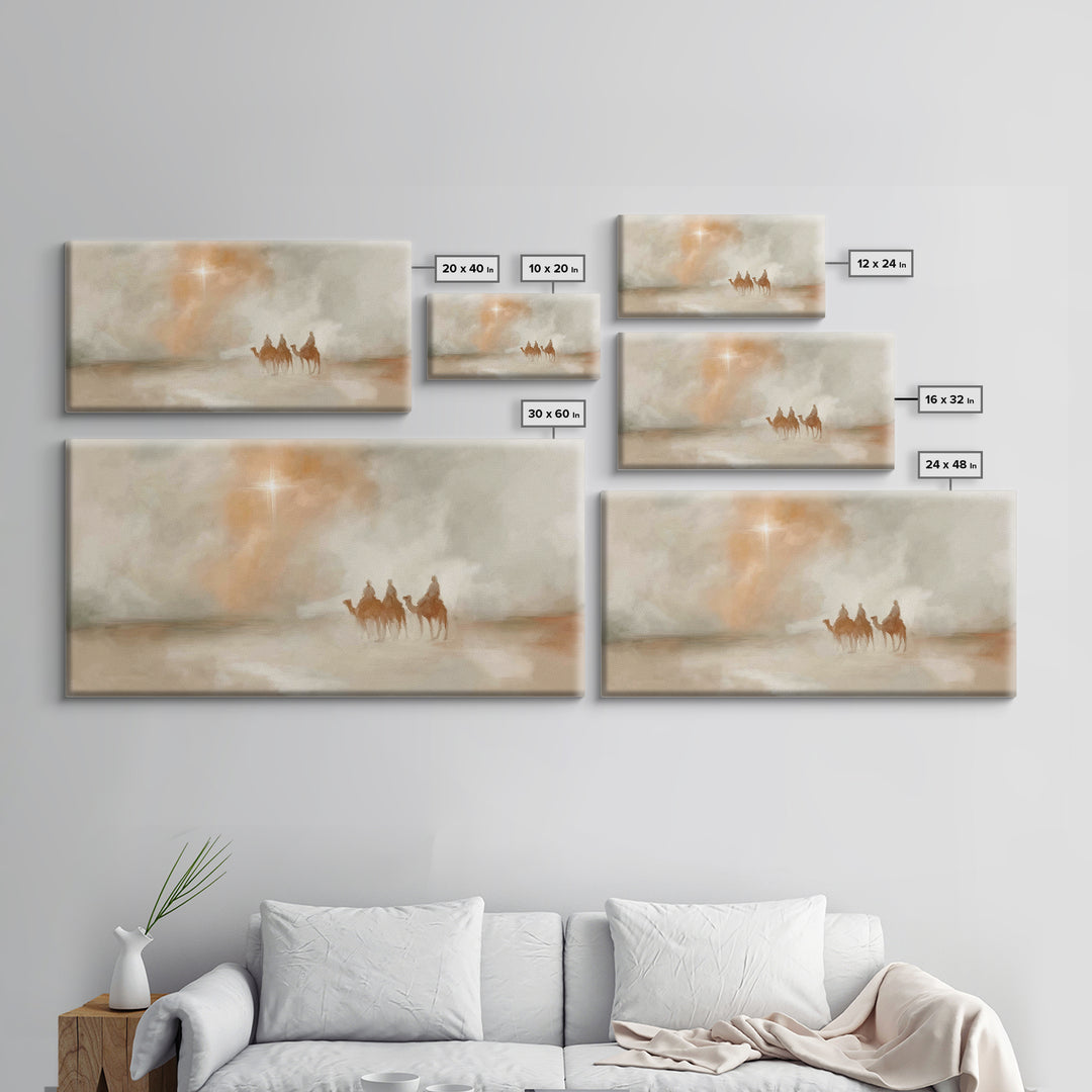 Wandering Kings – Framed Canvas Print – Christian Art Canvas – Christian Wall Art – Christmas Art Prints – Christian Christmas Art – Subtle