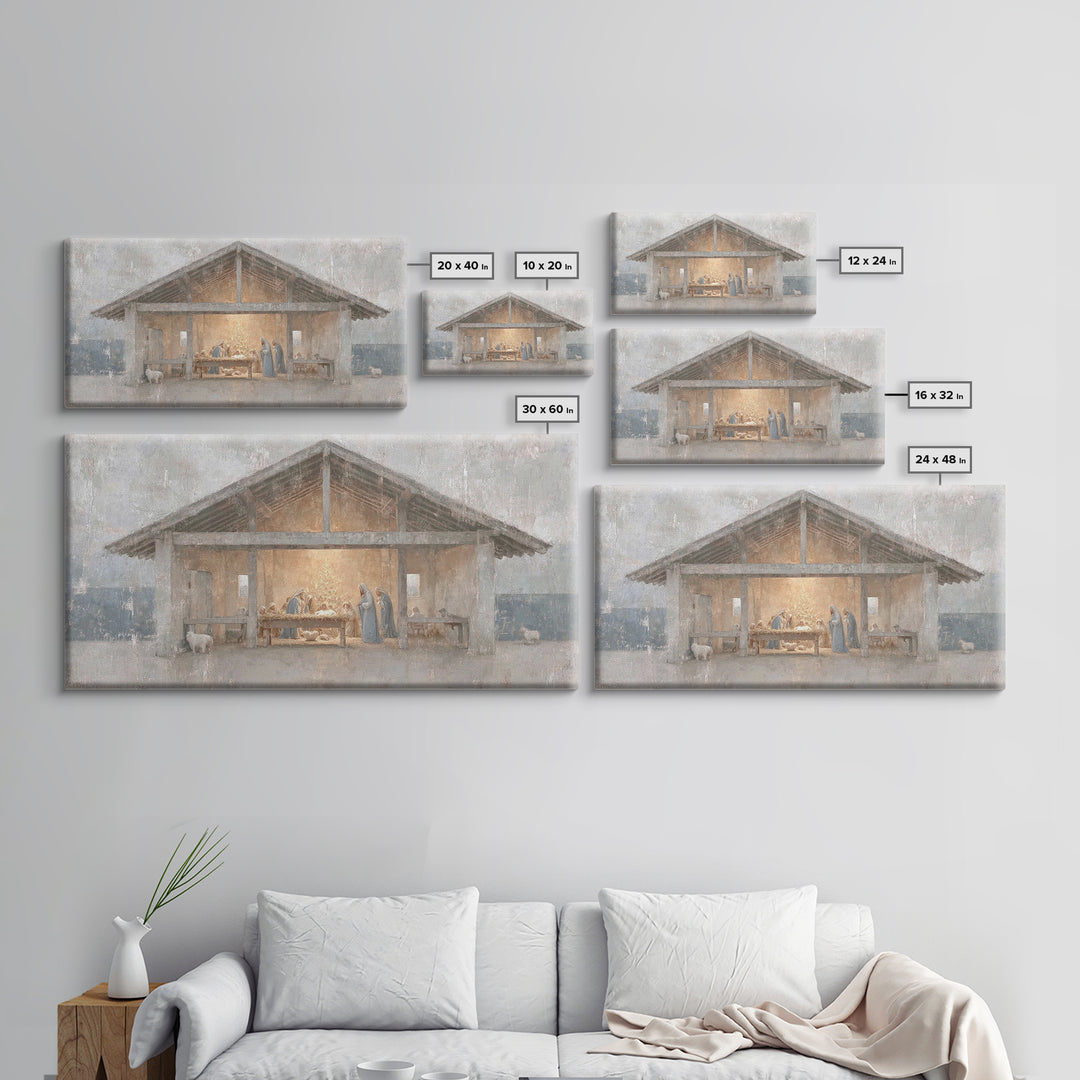 Silent Adoration – Framed Canvas Print – Christian Art Print – Christian Wall Art – Jesus Christmas Art – Christmas Art Work – Framed Chris