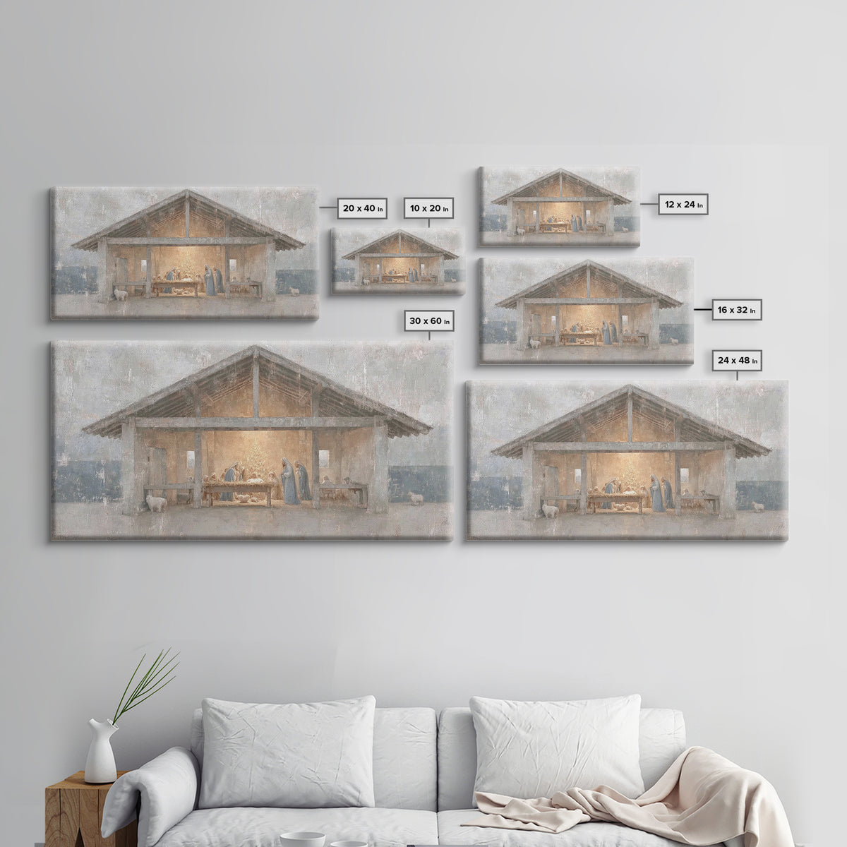Silent Adoration – Framed Canvas Print – Christian Art Print – Christian Wall Art – Jesus Christmas Art – Christmas Art Work – Framed Chris