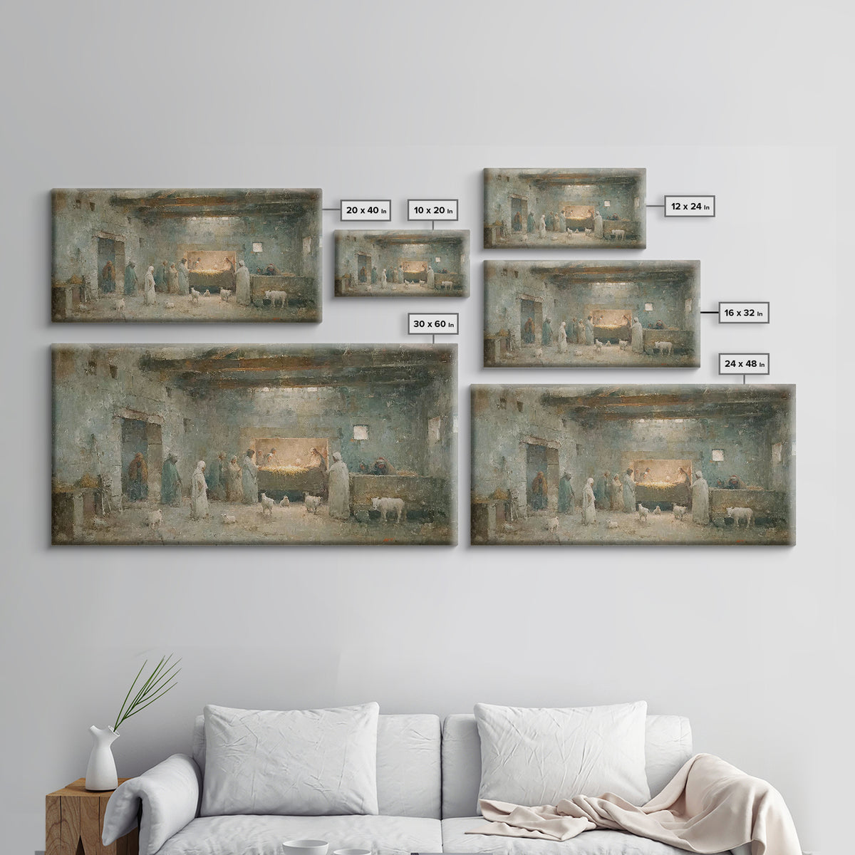 Shepherds Of Light – Framed Canvas Print – Christian Wall Art – Jesus Painting – Christmas Art – Christian Decor – Christian Christmas