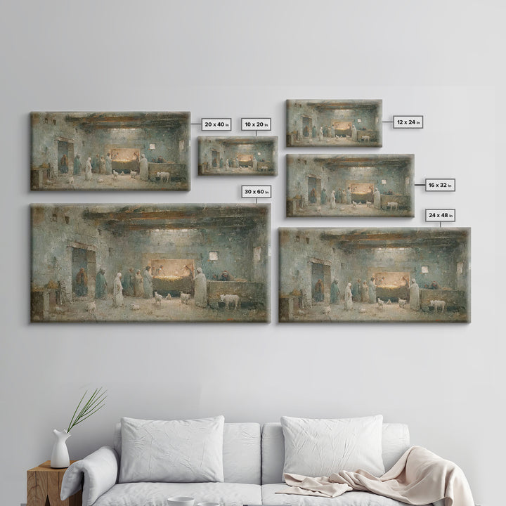 Shepherds Of Light – Framed Canvas Print – Christian Wall Art – Jesus Painting – Christmas Art – Christian Decor – Christian Christmas
