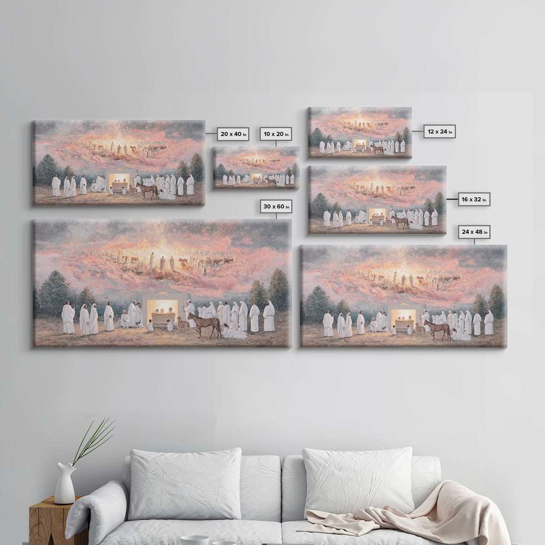 Celestial Birth Grace, Framed Canvas Print, Christian Wall Art, Jesus Painting, Christmas Art, Christian Christmas Art, Christian Decor
