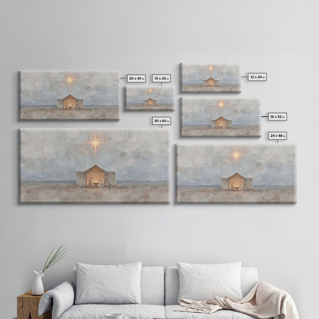 Bethlehem Peace, Framed Canvas Print, Christian Wall Art, Christian Art Canvas, Christmas Art Prints, Jesus Christmas Art, Vintage Christma