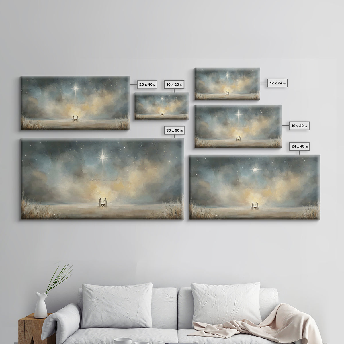Star Of Emmanuel | Framed Canvas Print | Christian Wall Art | Christian Christmas Art | Christian Art Print | Jesus Painting | Christmas Ca