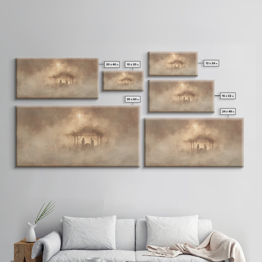 Heavenly Night Sky, Framed Canvas Print, Christian Art Print, Modern Christian Art, Christian Christmas Art, Christian Wall Art, Christmas