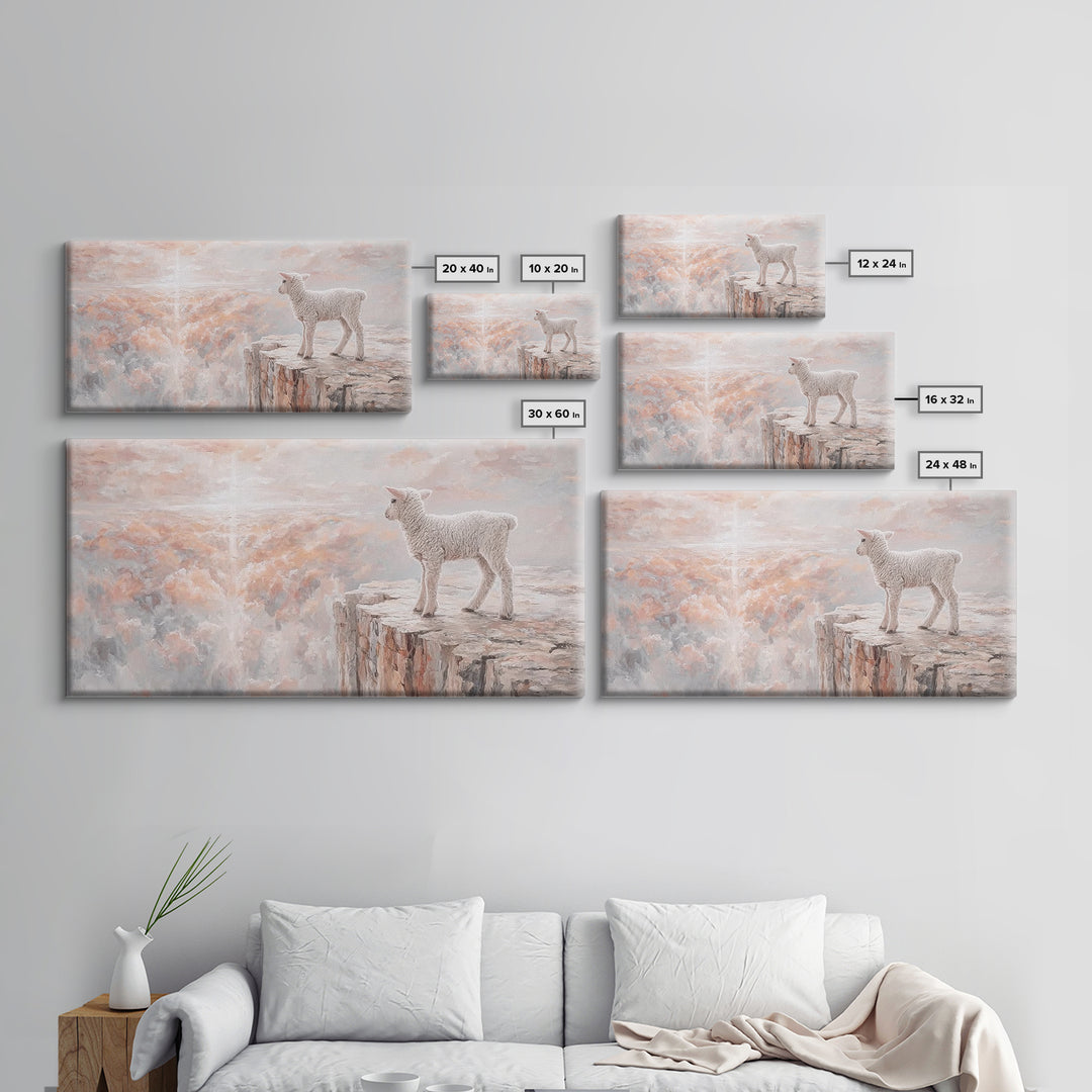Heavenly Lamb - Framed Canvas Print - Christian Wall Art - Christian Art Canvas - Pastoral Scenery - Christian Christmas Art - Christian De