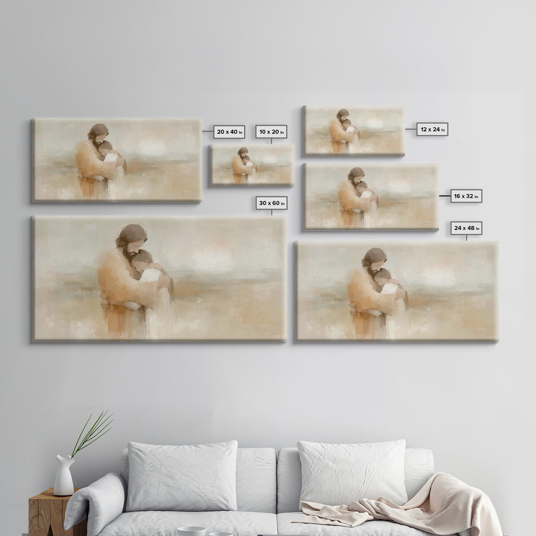 Graceful Embrace - Framed Canvas Print - Jesus Painting - Christian Wall Art - Christian Art Canvas - Christian Decor - Christian Christmas
