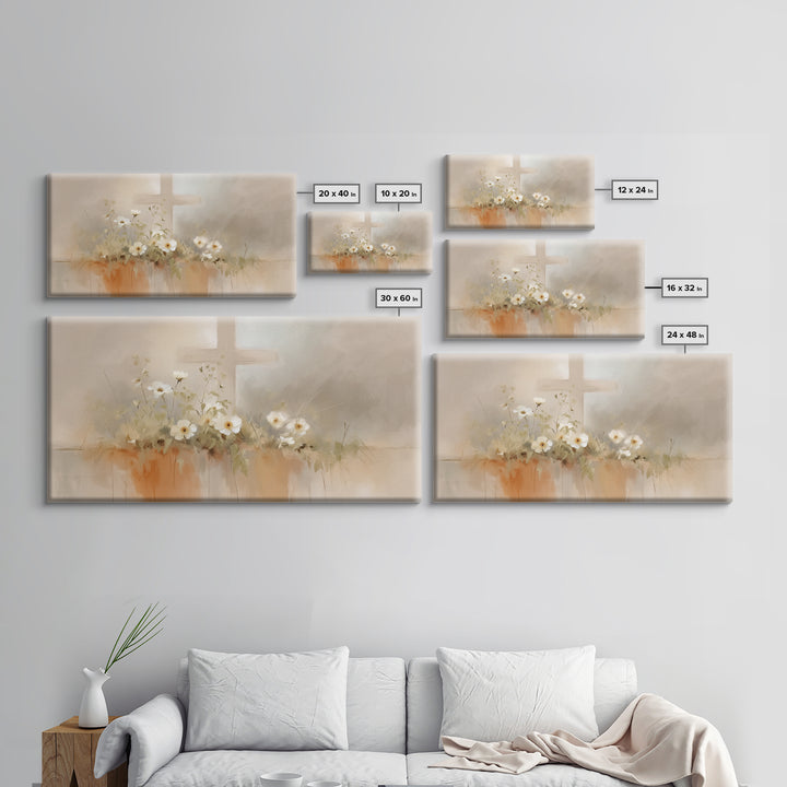 Peaceful Cross Light – Framed Canvas Print – Christian Wall Art – Minimalist Christian Art – Christian Art Print – Subtle Christian Paintin
